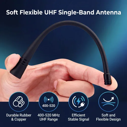 Vista 2 de ASHATA Antena de goma suave UHF masculina de SMA para 2 vías Radio Walkie Talkie frecuencia 400-520MHz, sola banda con información estable