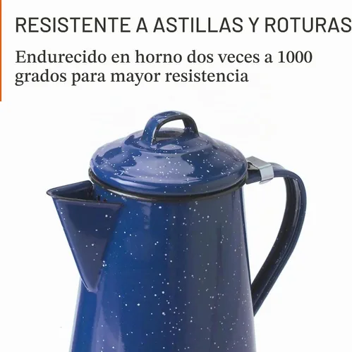 Vista 3 de GSI Outdoors Cafetera esmaltada para almacenar café caliente, té para campamento y granja, 8 tazas