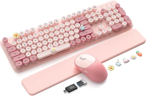 Vista 9 de Combo de teclado y mouse inalámbricos, bonita máquina de escribir Púrpura olvidado