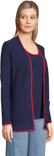 Vista 3 de Lands' End Conjunto de cárdigan y suéter sin mangas de algodón de calibre fino para mujer