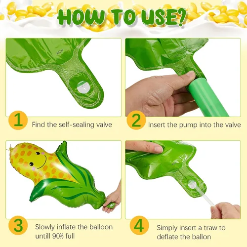 Vista 3 de Shappy 20 globos de maíz con temática de frutas de 28 pulgadas, globos de aluminio para decoración de maíz, globos de aluminio para cumpleaños, baby