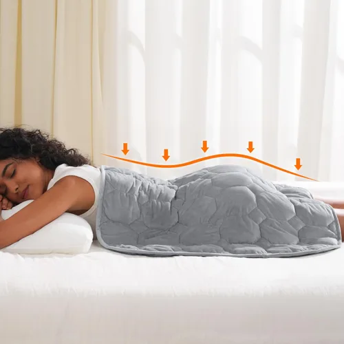 Vista 16 de Kivik Manta con peso para adultos, almohadilla de peso de 7 libras, manta pesada pequeña, almohadillas portátiles de viaje, regalos cálidos