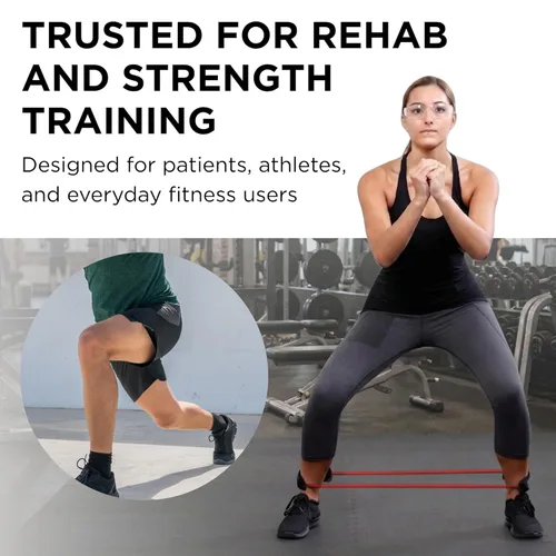 Vista 5 de TheraBand tubos de látex resistentes con manijas portables. Ideales para fisioterapia, pilates para parte inferior del cuerpo, hacer ejercicios