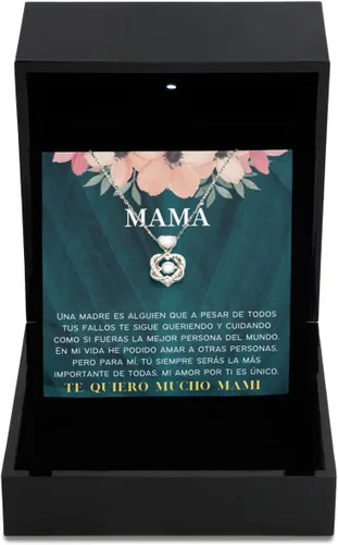 Vista 13 de Collar para mamá con mensaje personalizado, regalo de aniversario de boda o Navidad, cadena para mujer