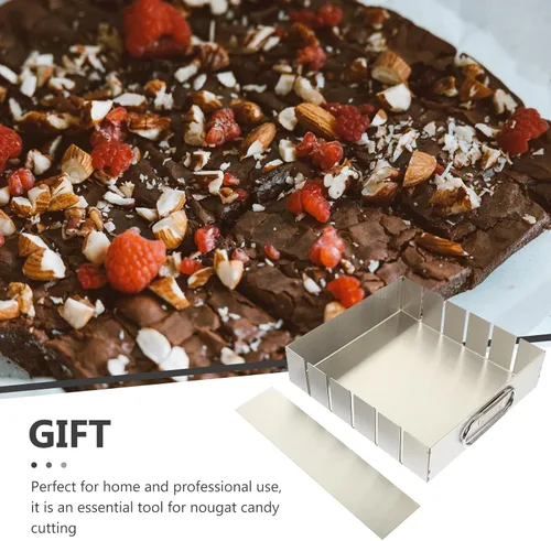 Vista 6 de Luxshiny Molde para hacer dulces de turrón: sartén rectangular antiadherente de acero inoxidable para turrones, brownie y dulces, 7.87 x 7.08 x 1.96