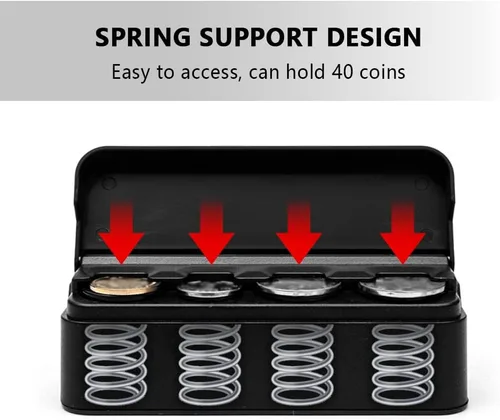 Vista 4 de Soporte compacto para monedas para automóvil, 4 compartimentos y sostiene automáticamente monedas organizador