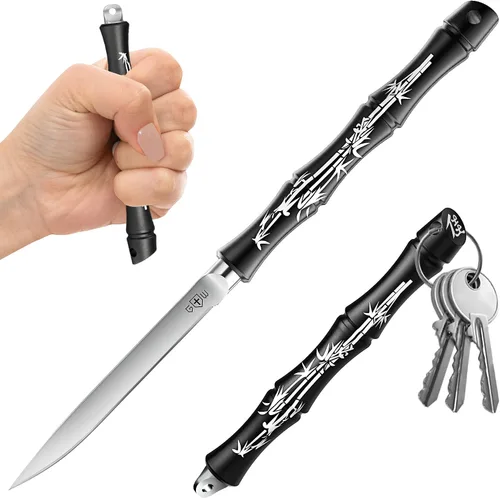 Vista 10 de Navaja táctica Grand Way para hombres - Navaja de bolsillo negra - Mejor navaja asistida por resorte con rompevidrios y clip de bolsillo - Navajas