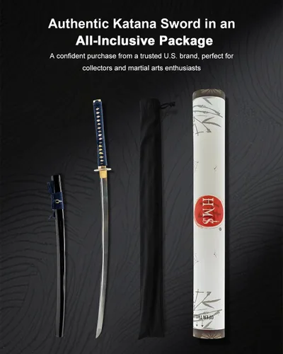 Vista 5 de Katana Samurai - Espada para exhibición, forjada a mano, acero al carbono