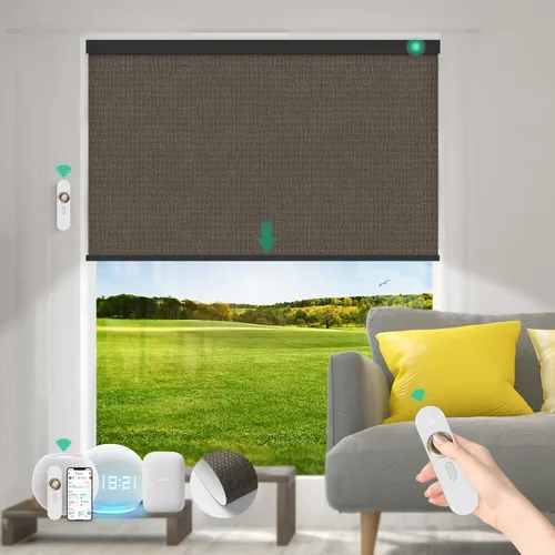 Vista 31 de Persianas motorizadas con control remoto [motor 100% opacas y silencioso] Persianas inteligentes compatibles con Alexa Google HomeKit, persianas