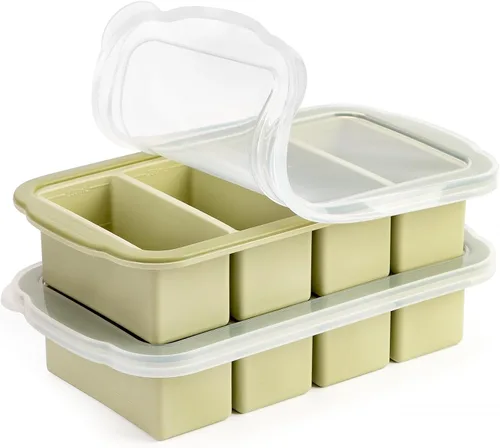 Vista 9 de Aichoof Bandejas de congelación de cubo de silicona extra grandes con tapa de silicona para guardar sopas, recipiente de silicona para caldo, salsa