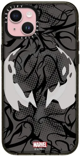 Vista 18 de CASETiFY Impact - Funda para iPhone 13 [Spider-Man Co-Lab / protección contra caídas de 6.6 pies] - Máscara Venom - Negro transparente Spider Man