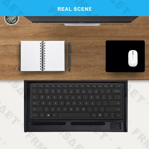 Vista 7 de FRMSAET Cajón de teclado para debajo del escritorio Bandeja multiusos Cajón Negro