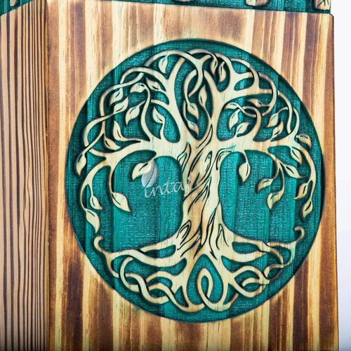 Vista 5 de Urna de palisandro hecha a mano para cenizas humanas, urnas de madera para adultos del árbol de la vida hechas a mano, urna de cremación fúnebre