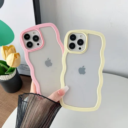 Vista 2 de Caseative Funda para iPhone 13 Pro Max, color negro Forma de marco de onda rizada linda a prueba de golpes suave