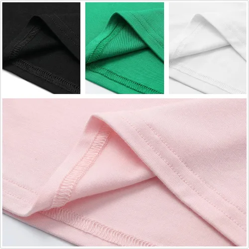 Vista 4 de Formeet17 4 piezas de camisetas cortas básicas con cuello redondo y manga casquillo para mujer