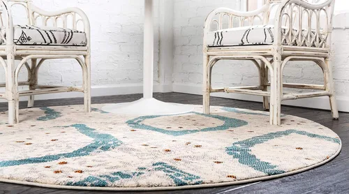 Vista 4 de Unique Loom Estrella Collection - Alfombra redonda abstracta moderna color crema (8' 0 x 8' 0)