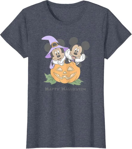 Vista 47 de Disney Mickey and Friends Halloween Pumpkin Mickey & Minnie Camiseta Blanco