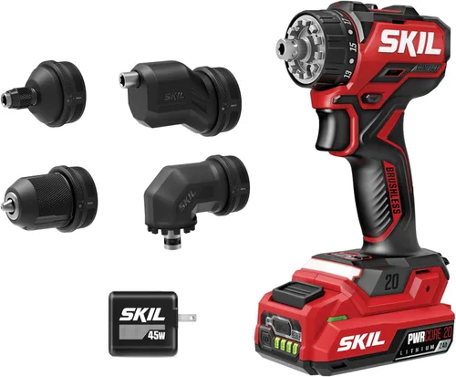 Vista 6 de SKIL PWR CORE 20 Kit de taladro compacto sin escobillas de 20 V de 1/2 pulgada, incluye batería USB-C de 2.0 Ah y cargador USB-C PD de 45 W