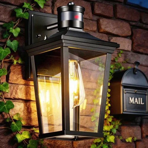 Vista 8 de Luces de pared para exteriores con sensor de movimiento, accesorios de aluminio impermeables del atardecer al amanecer para porche, garaje, balcón