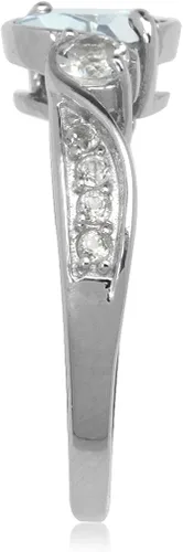 Vista 3 de Silvershake Anillo de compromiso trenzado de plata de ley 925 chapada en oro blanco