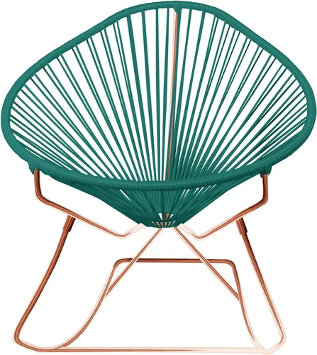 Vista 16 de Innit Designs Acapulco - Silla mecedora con estructura cromada, color turquesa, tejido naranja Verde