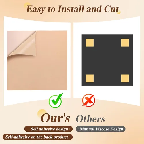 Vista 4 de Paquete de 6 paneles acústicos para pared (cada uno de 23.6x23.6 pulgadas) - Reducción de ruido de 25dB, autoadhesivo color marrón Decoración