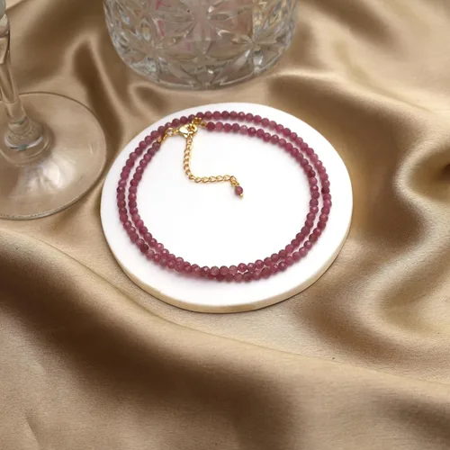Vista 15 de Gempires - Collar de cuentas de piedras naturales hechas a mano, joyería de cristal hipoalergénica de 20 pulgadas, chapado en oro, joyería de moda