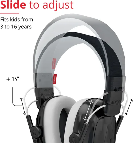Vista 3 de Alpine Muffy Kids - Protección auditiva - Certificado CE y ANSI - Ajustable para edades de 3 a 16 años - Auriculares con cancelación de ruido