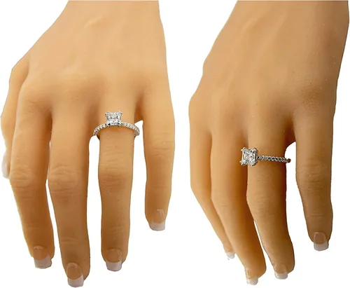 Vista 3 de Central Diamond Center Princess Cut Solitaire Engagement Ring made wPure Brilliance Zirconia in 1.50ct, 2.00ct, & 3.00ct