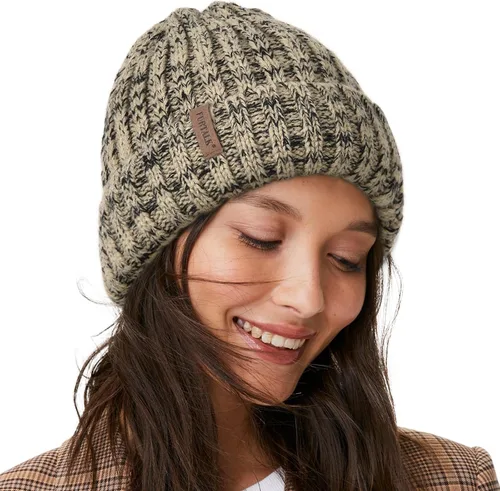 Vista 11 de FURTALK - Gorros de invierno con forro polar para mujer, gorro de punto grueso con calavera, gorro de nieve para mujer Beige
