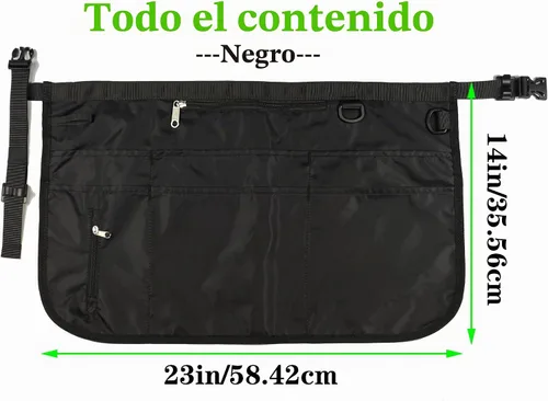 Vista 4 de Bafelia Delantal de limpieza para mujer con 7 bolsillos, delantal profesional impermeable para trabajo de limpieza Negro
