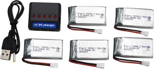 Vista 8 de Blomiky Paquete de 5 baterías Li-PO 25C MX2.0 de 3.7 V 800 mAh y caja de tablero 4 en 1 para Syma X5SW X5C-1 X5 X5C X5SC H42 T5W H5C CW4 SS40 FQ36