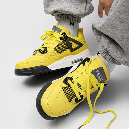 Vista 5 de Hoaeiewds Zapatos de baloncesto retro de moda de tendencia para niños grandes, zapatos deportivos para niños casuales al aire libre, zapatillas