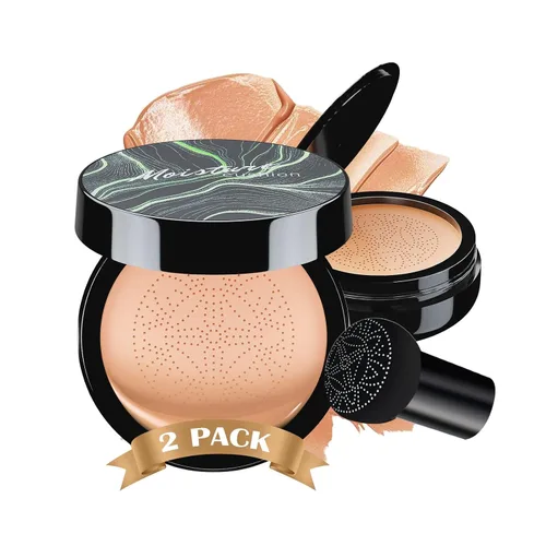 Vista 16 de Mushroom Head Air Cushion CC Cream - Base de maquillaje facial BB Cream para piel madura, corrector hidratante que ilumina el tono de piel uniforme