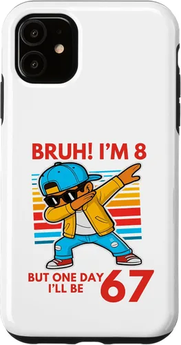 Vista 8 de Bruh I'm 8 But One-Day I'll Be 67 Retro 8th Birthday Kids Case for iPhone 17