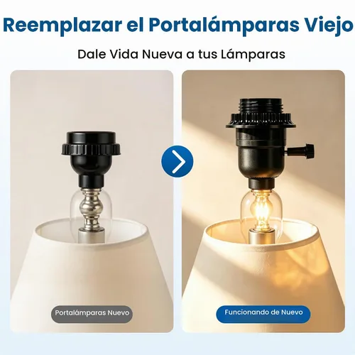 Vista 4 de Portalámparas E26 con certificación UL, reemplazo de portalámparas con interruptor de encendido/apagado, piezas de lámpara de base media con 2