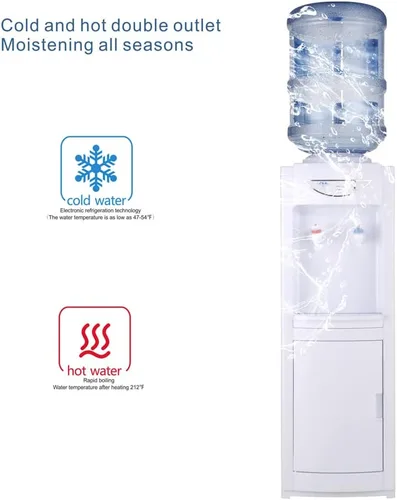 Vista 2 de Dispensador de enfriador de agua de 5 galones, dispensador de agua de carga superior, dispensador de agua fría y caliente con gabinete