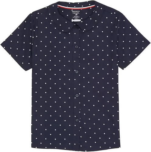 Vista 4 de French Toast Blusa de manga corta para niña con cuello Peter Pan Azul