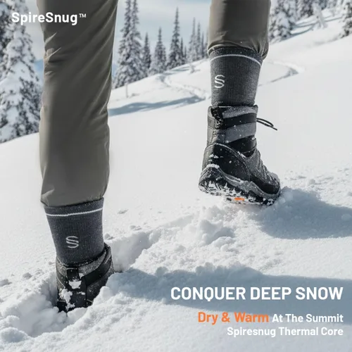 Vista 5 de Calcetines térmicos de lana merino para hombres y mujeres, calcetines gruesos de invierno para senderismo Antiampollas que absorben la humedad