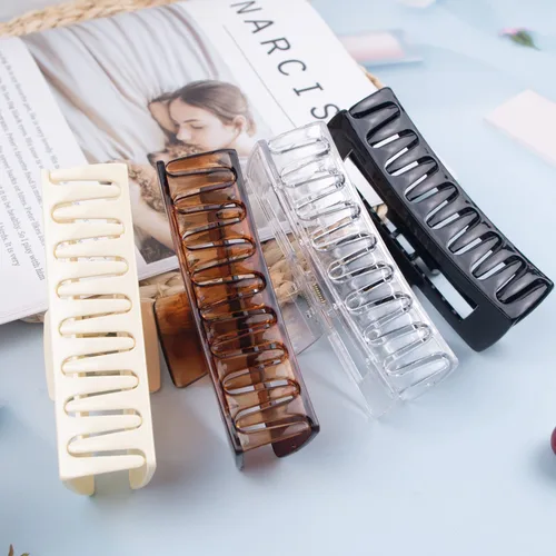 Vista 7 de Paquete de 4 pinzas para cabello extra grandes para mujeres, pinzas brillantes de sujeción fuerte de 5 pulgadas para cabello grueso y largo, clips