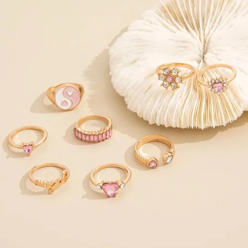 Vista 4 de Le Roux Nails - Anillos apilables para mujer, anillos de moda, Metal no precioso, estrás