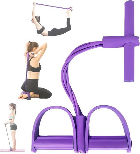 Vista 10 de 21 Bandas de Resistencia para Fitness - 4 Tubo Pedal Tirador de Tobillo - 2023 Nuevo Juego de Bandas Elásticas para Sentadillas y Estiramiento