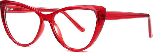 Vista 2 de Blue Light Glasses Cateye Women Fake Eyeglasses Anti Eye Strain Computer Glasses Clear Lens rojo (red(large))