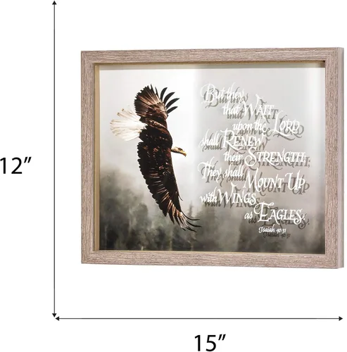 Vista 6 de Dicksons Placa decorativa de madera con texto en inglés "Wait Upon The Lord Renew Strength" Black Eagle (12 x 15 pulgadas)