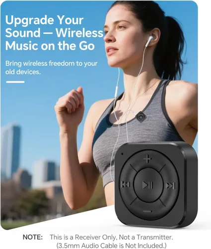 Vista 2 de MIPEACE Receptor de audio Bluetooth 5.3 para auriculares con cable, coche y altavoces, adaptador de auriculares Bluetooth con micrófono integrado