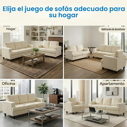 Vista 2 de Mjkone Juego de 2 piezas de sofás de sala de estar, sofás de 3 plazas de 82 pulgadas de ancho y juego de sofá y silla, juegos de muebles de sala