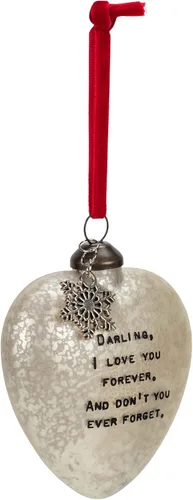 Vista 3 de Darling - Adorno colgante decorativo de cristal soplado de 4 x 3,5 en tono plateado