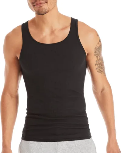 Vista 2 de Hanes Mens Ribbed Tank, Cotton Undershirt Tank, 6-Pack