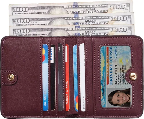 Vista 2 de Toughergun - Cartera de cuero genuino de lujo para mujer con cierre Rfid y ventana de identificación
