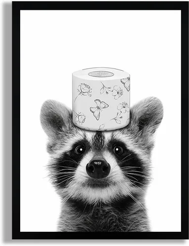 Vista 30 de SYWENNOI Arte de Pared en Lienzo Enmarcado en Blanco y Negro para Baño, Divertido Gato Negro Sentado en el Inodoro Leyendo Periódico Decoración